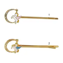 Карамельный цвет масло падение Летающая лошадь шпильки с металлическими блестками горный хрусталь Стиль заколка Минималистский Женщины Девушки фантастические заколки для волос