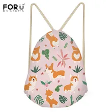 FORUDESIGNS/Модная Портативная сумка на шнурке с тропическим принтом корги/мопс/Бигл; женская обувь с принтом; сумка для отдыха; сумка для девочек; сумка для путешествий