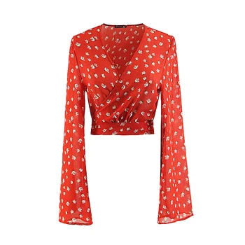 

2019 European and American printed cross shirt