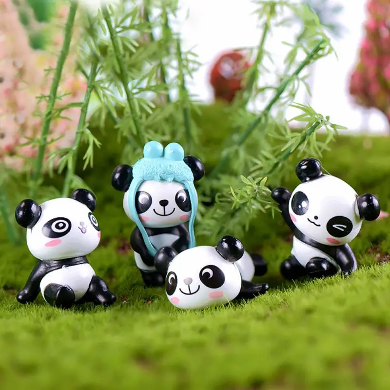 8 шт./компл. с милой пандой мох микро пейзаж смолы, панды, миниатюрный садовые фигурки настольного суккуленты растения горшок Декор