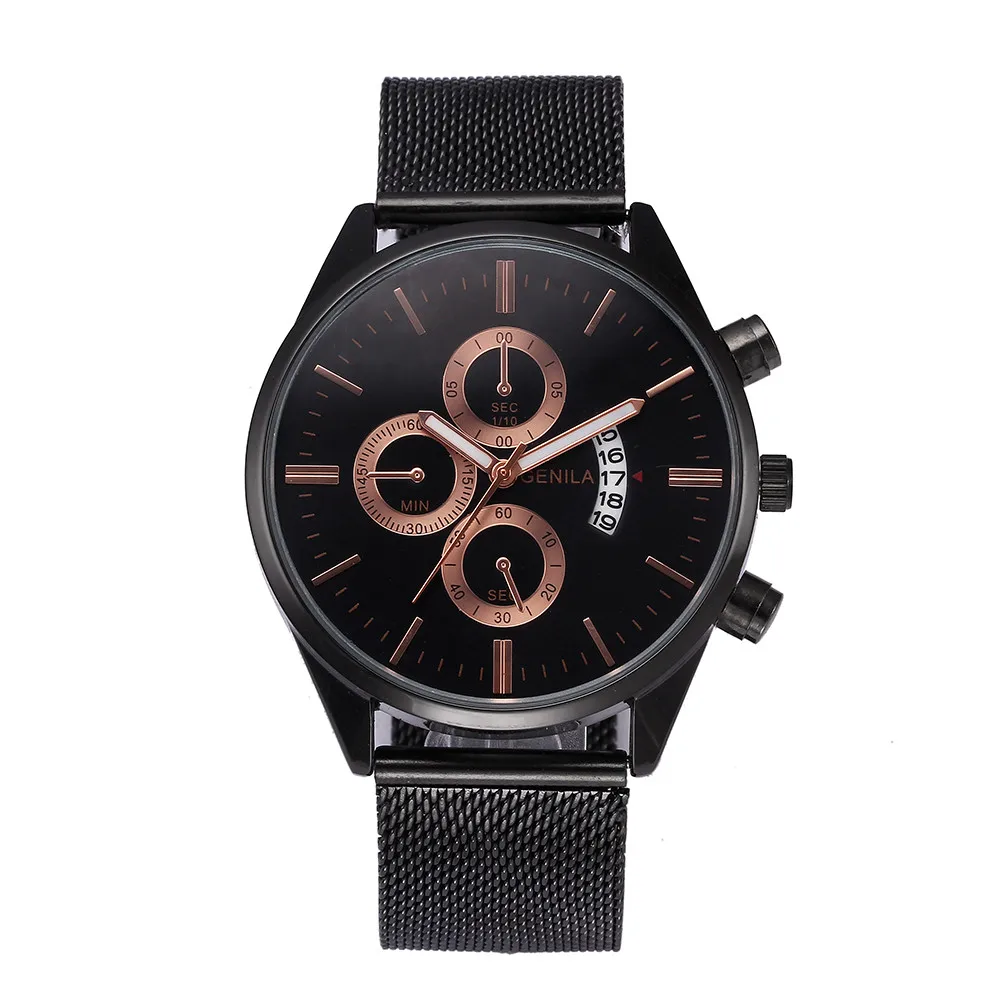 

Fashion Casual Men's Watch Stainless Steel Mesh Belt Hook Buckle Round Watch Relogio Masculino