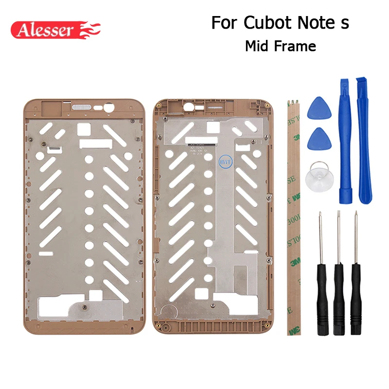 

Alesser Gold For Cubot Note S Mid Frame Originall Cellphone Housings For Cubot Note S Smartphone + Tools+Adhesive
