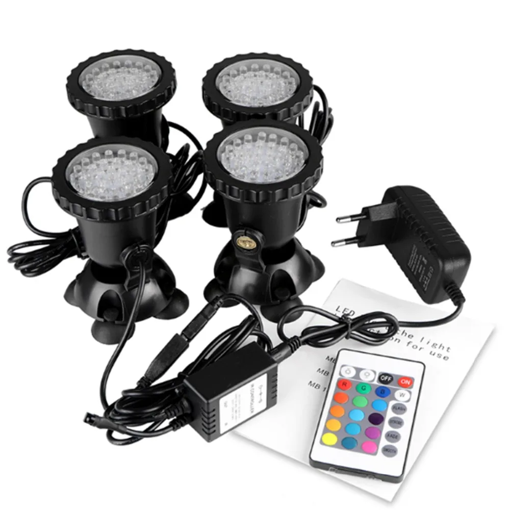 

4pcs/set LED Waterproof Underwater Submersible Spotlight Aquarium FishTank Fountain garden Swimming pool spot lamp EU/US/UK Plug