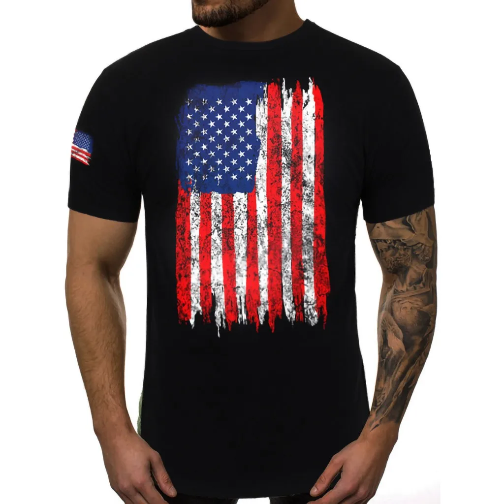 The Flag Of The United States Tshirt Mens Short Sleeve USA Nationality ...