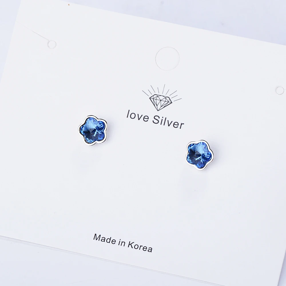 Серьги гвоздики женские из серебра 925 пробы с кристаллами Swarovski|Серьги-гвоздики| |