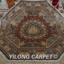 Yilong 8'x8' турецкий круглый Шелковый ковер ручной работы изысканный Тебриз Восточный круглый коврик