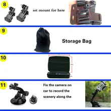 Gopro Hero 5 Accessories Set Helmet Harness Chest Belt Head Mount Strap Monopod Go pro hero3 Hero 4 session 3+ xiaomi yi Black