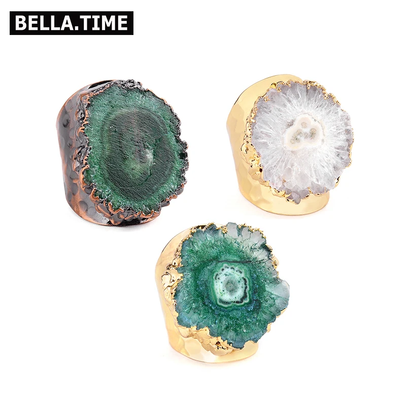 Женское кольцо BELLA. TIME регулируемое из Друза природного камня в стиле бохо с