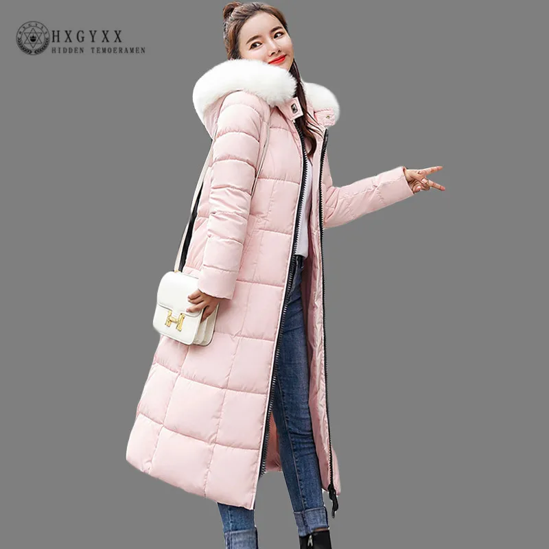 Зимняя куртка женская длинная Парка женская искусственный меховой воротник с капюшоном Стеганое пальто теплое толстое плюс размер-мягкая
