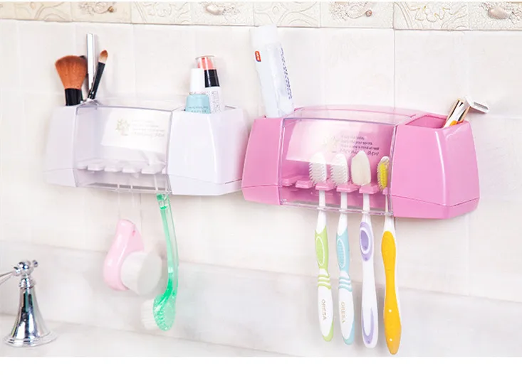 BAISPO Multifunctional toothbrush tooth brush holder storage box with suction hooks Sadoun.com