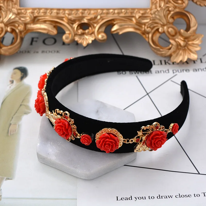 Женский обруч для волос широкий с розами в стиле барокко 793 2017|crown crown|baroque hairhair crown |
