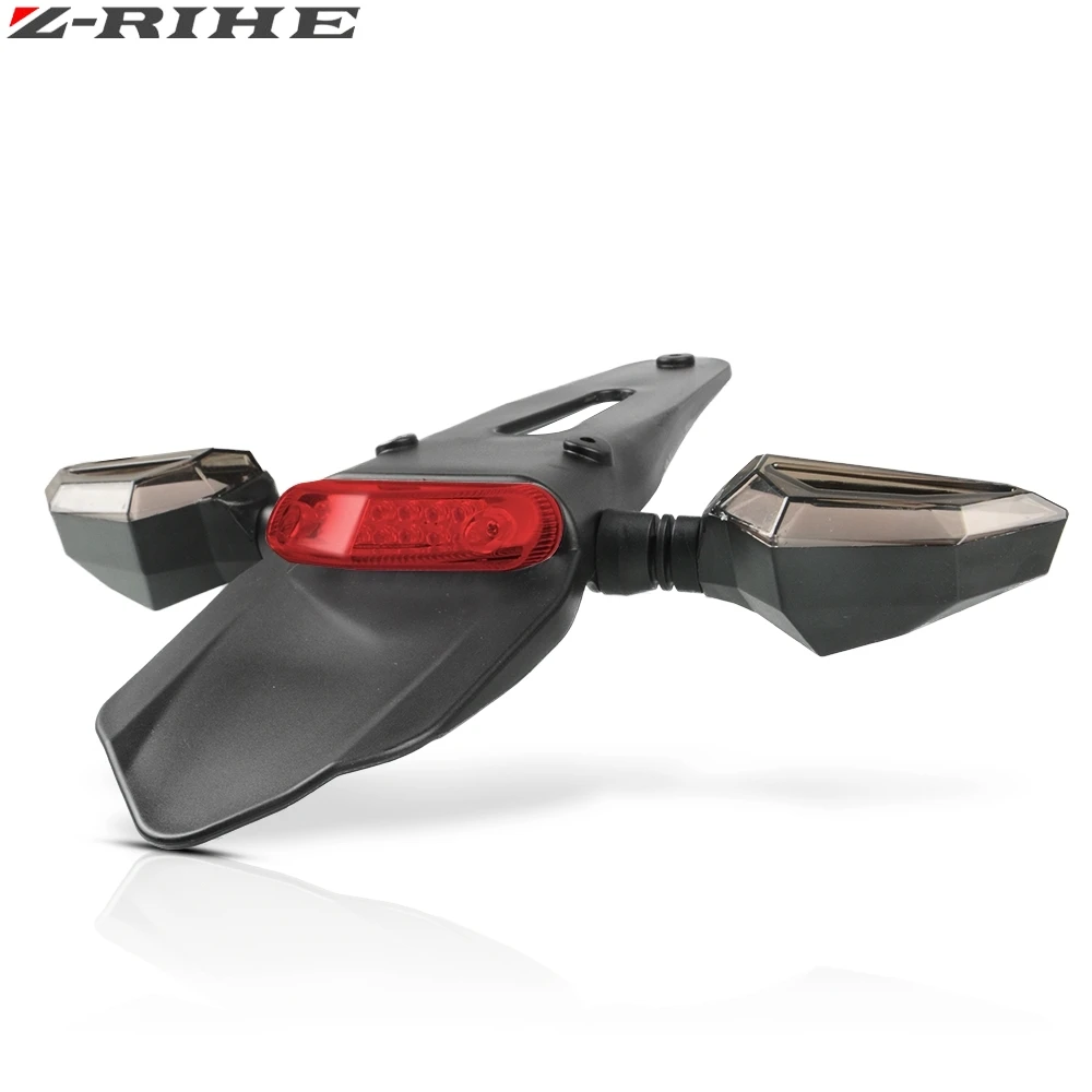 Motorcycle Enduro Trial Bike Fender 12 LED Brake Stop Rear Tail Light Motorbike Taillights Scooter Moto LED Turn Signal Light