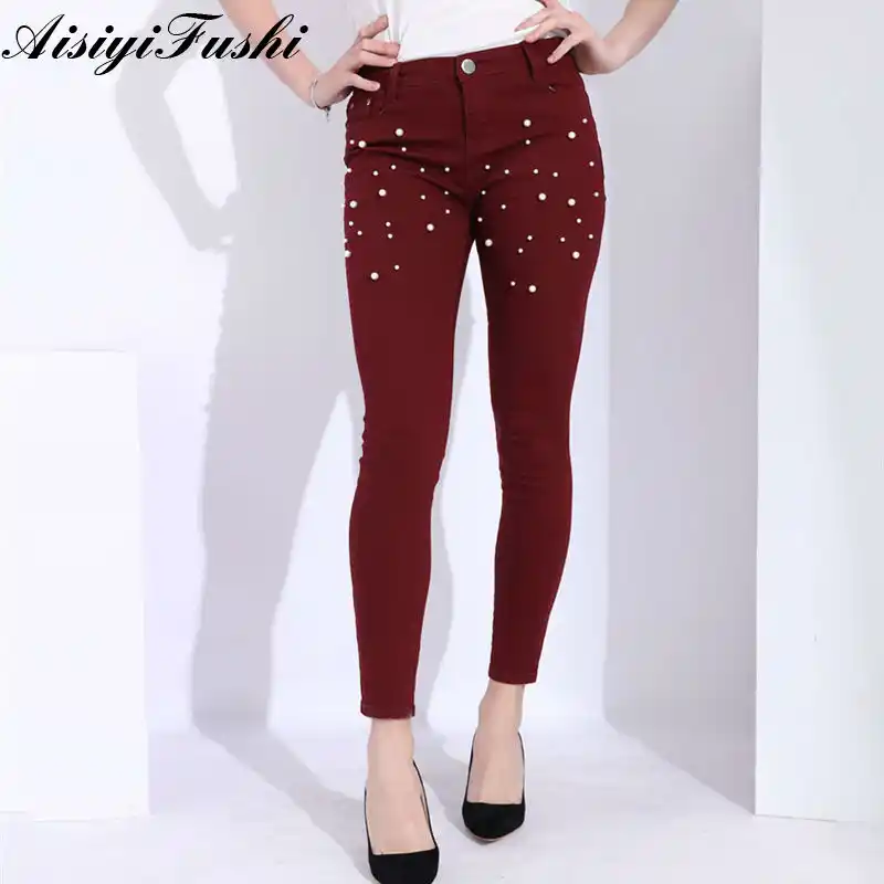 women's plus size red jeans