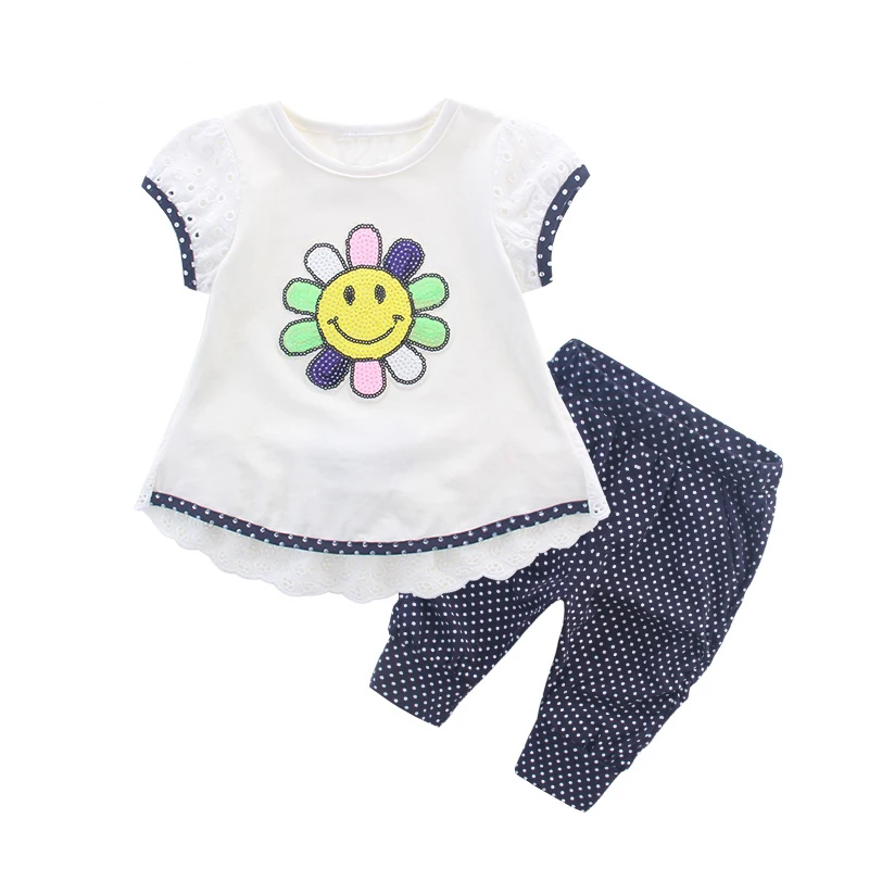 

Baby Girls New Casual Clothes Set Children Short Sleeve T-shirt + Short Pants 2 pcs Suits 1-5 Years Girl Clothing Sets for Kids