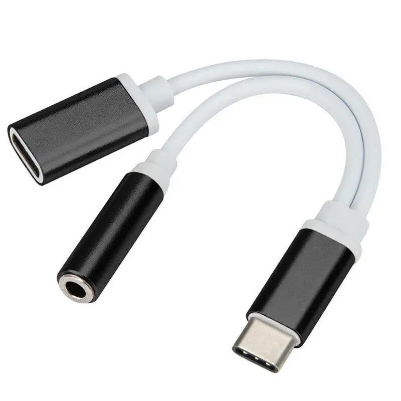 2в1 USB C type-C до 3,5 мм разъем для наушников адаптер AUX/сбор данных синхронизации кабель - Цвет: Серый