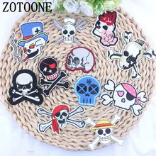 Zotoone 1 Pcs Keren Tengkorak Kerangka Patch Besi Murah Bordir Patch untuk Pakaian Anak-anak Merokok Bajak Laut Appliqued Stiker(China)
