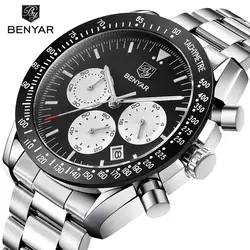 2018 новые часы Для мужчин Элитный бренд BENYAR хронограф торговли часы Водонепроницаемый полный Сталь кварцевые Для мужчин смотреть Relogio Masculio