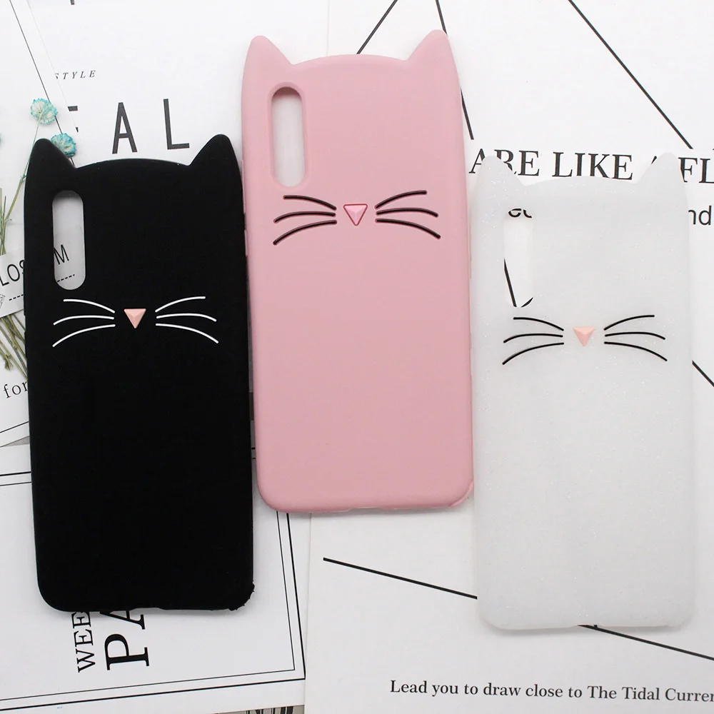 Original Fashion 3D Cute Silicon For Huawei P20 Lite Case Cover Beard Cat Cases P8 P9 lite 2017 Y7 Prime P10 Pro |