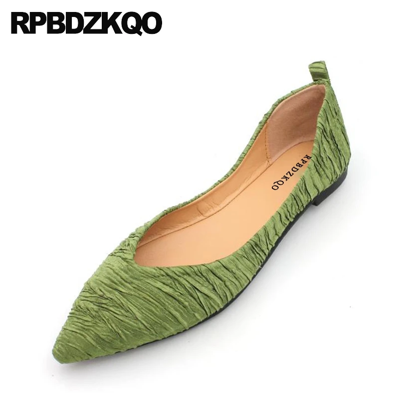 green pointed toe flats