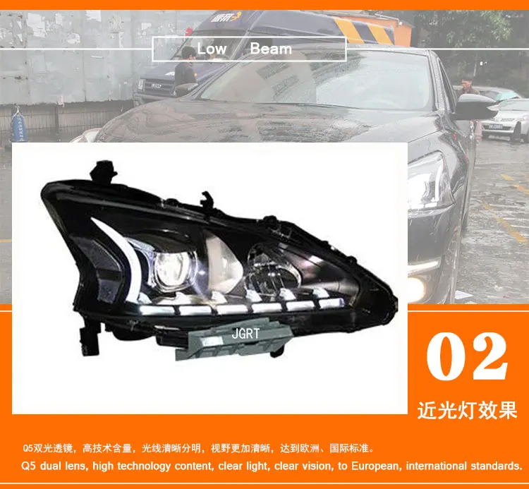 2 шт. светодиодный фары для Nissan TEANA 2011- Автомобильный светодиодный фонарь с двойными ксеноновыми линзами автомобильные аксессуары дневные ходовые огни противотуманные фары
