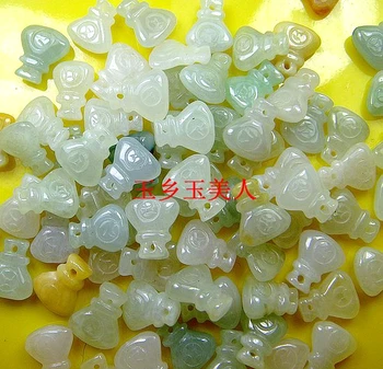 

A series of three genuine wholesale natural jade jewelry jade pieces money BAG DIY knitting accessories - Jade