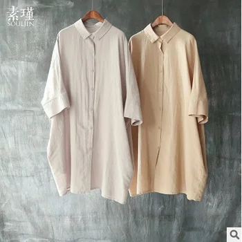 

2016 spring product launches, original design 100% cotton linen loose big yards recreational shirt