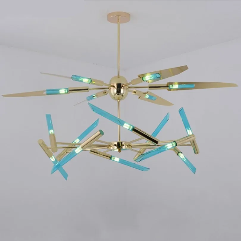 

Postmodern Simple Creative Nordic Chandelier Hotel Villa Model Living Room Fashion Atmosphere Designer Metal Lamps
