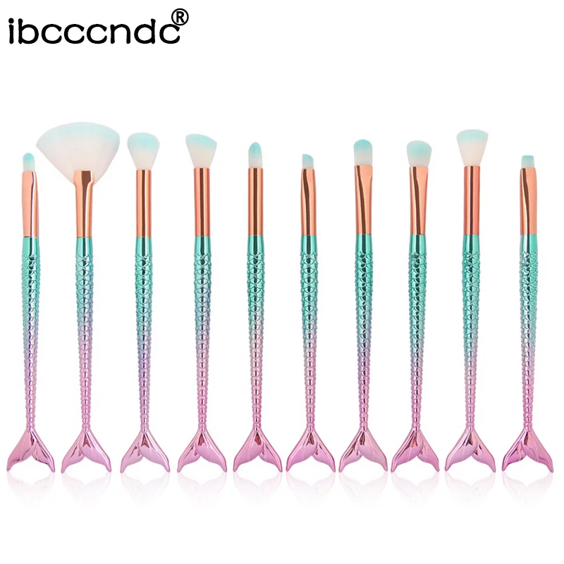 Diamond Радуга Make Up Brush Set 10 шт. Профессиональный глаз Макияж подводка для глаз бровей Тени для век набор кистей розовое золото кисти для макияжа