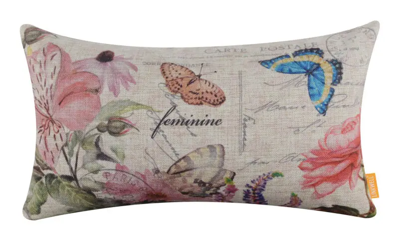 

LINKWELL 2016 Hot Flower Decorative throw Pillows case Butterfly Cushion Cover Creative decoration for Sofa Car cover 50X30cm