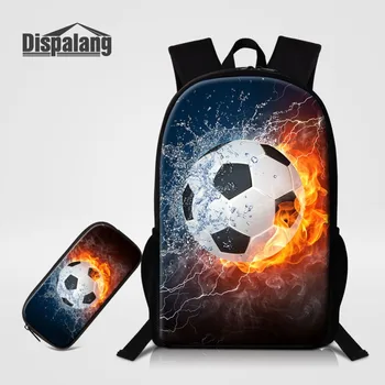 

Dispalang 2pcs/set Backpack Pencil Case For Primary Students Flame Soccers Musical Note Prints Shoulder School Bags for Teenager
