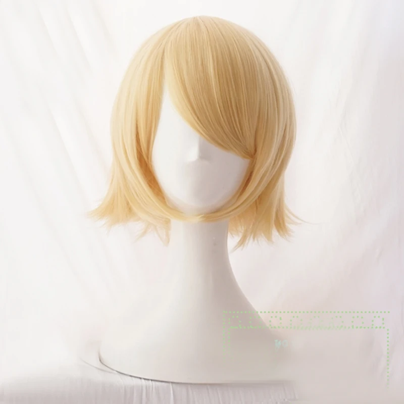 goddess costume Rin / Len Short Blonde Heat Resistant Hair Cosplay Costume Wig + Track + Wig Cap anime halloween costumes