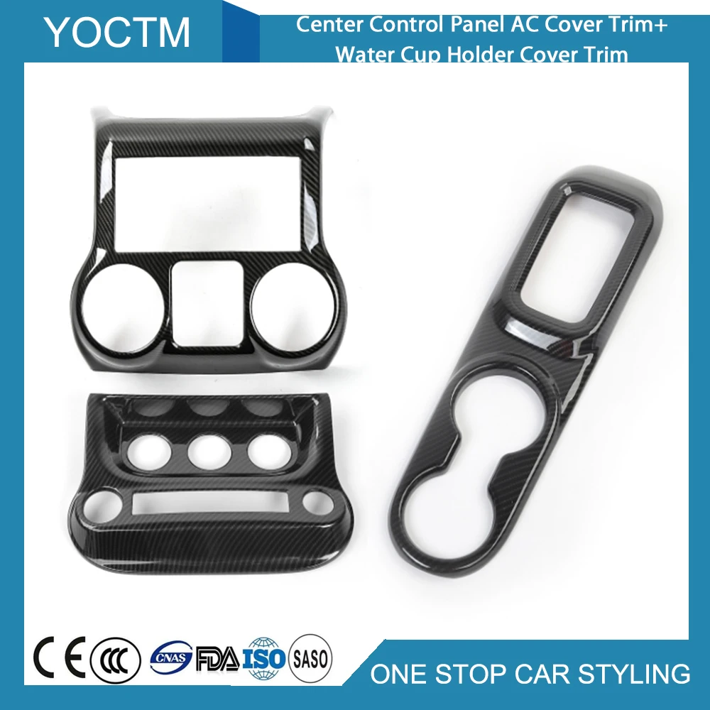 

3PC ABS Center Control Panel AC Cover Trim + Water Cup Holder Cover Trim For Jeep Wrangler 2011-2016 Car Interior Accessories
