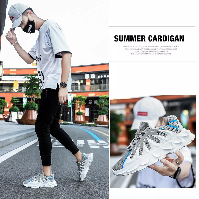 

2019 summer new men's damping shock sneakers low to help running shoes breathable comfortable men's sports shoes