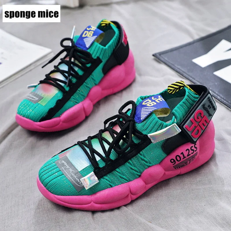 Новинка женская спортивная обувь разноцветная плетеная zapatos de mujer кроссовки на
