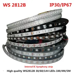 20 м/50 м/100 м WS2812B Smart led пикселей полосы, черный/белый печатных плат, 30/60 светодиодов/м WS2812 IC; WS2812B/m 30/60 пикселей, IP30/IP65/IP67 DC5V Disp