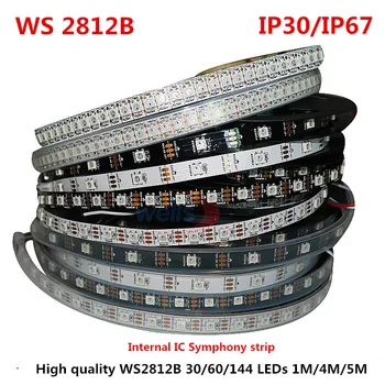 

20m/50m/100m WS2812B Smart led pixel strip,Black/White PCB,30/60leds/m WS2812 IC;WS2812B/M 30/60 pixels,IP30/IP65/IP67 DC5V Disp