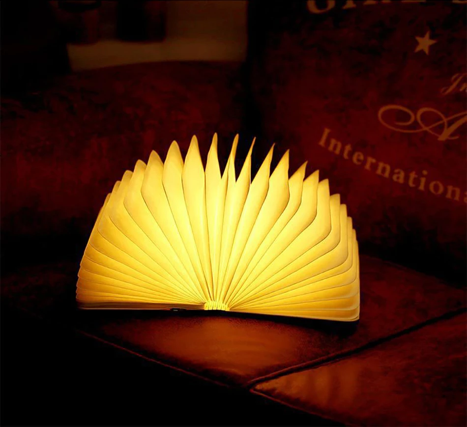 

Geoeon Portable LED Bluetooth Speaker Book Light USB Magnetic Foldable Wooden Night Light bedroom decor lights A536