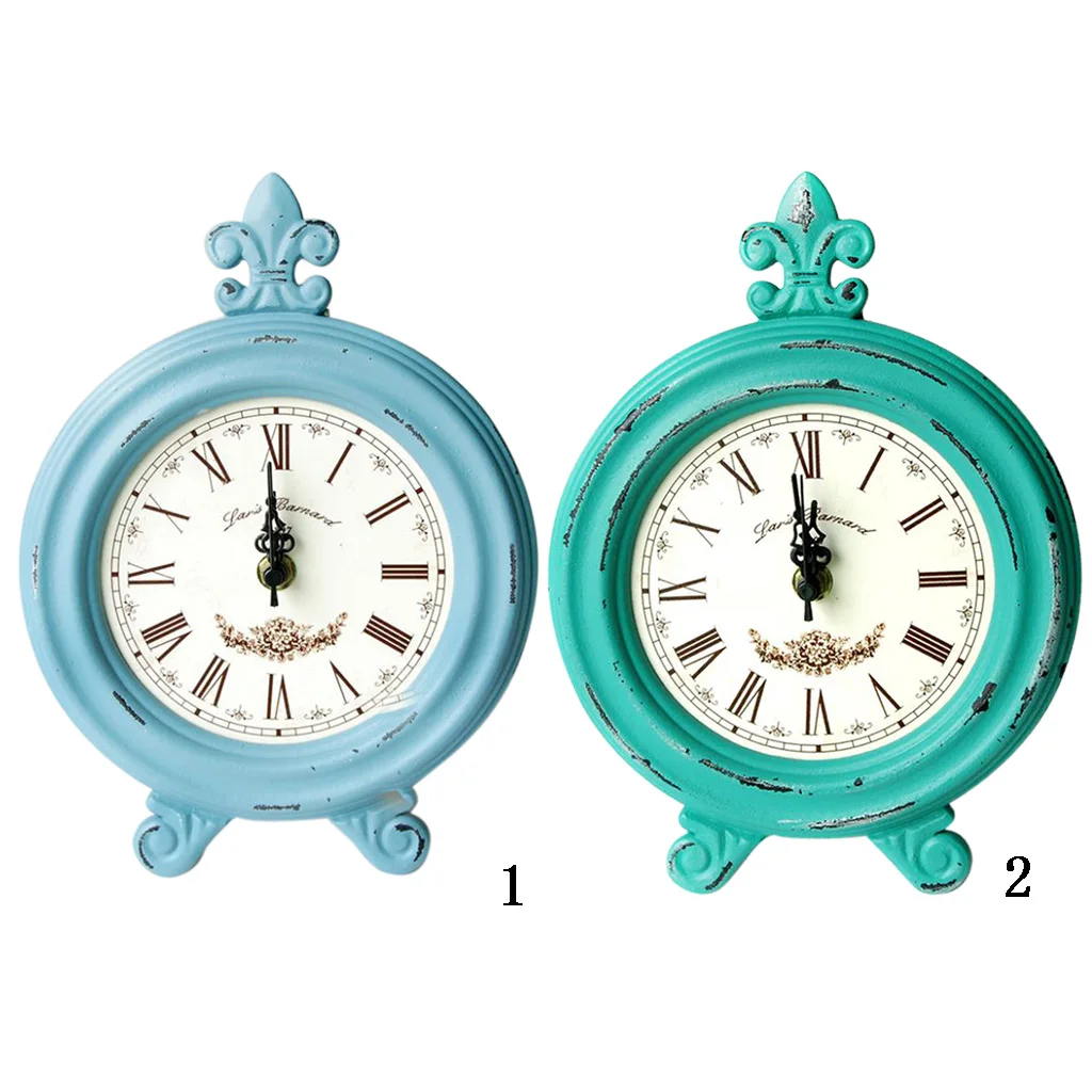 Rustic Vintage Wooden Table Clock Desktop Decor Clock Home Coffee Shop Decor