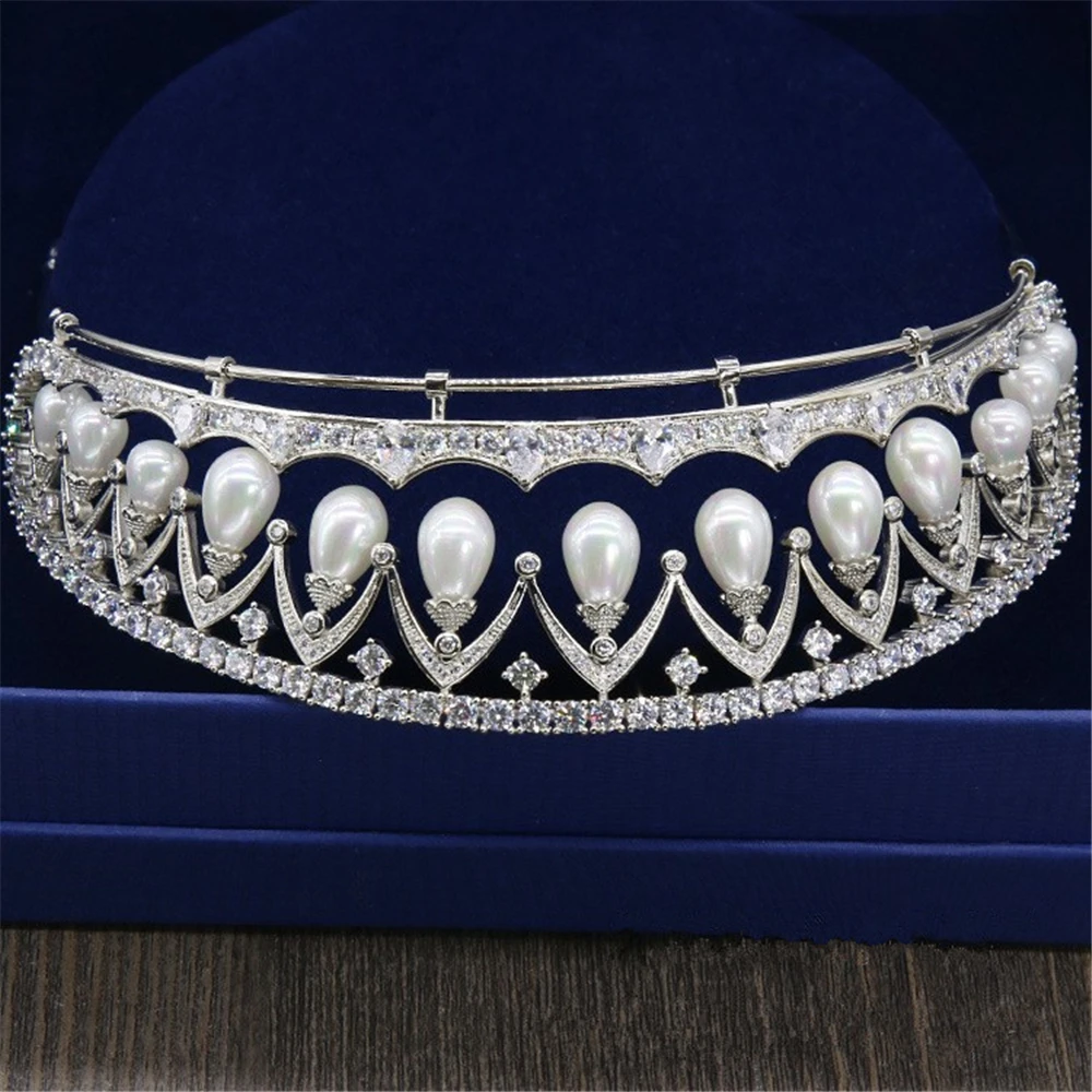 Micro Paved Full Zircon Pearl Tiara Queen Diadem Crown Bridal Headpiece Wedding Hair Accessories Bijoux Cheveux Novia WIGO0998 Micro Paved Full Zircon Pearl Tiara Queen Diadem Crown Bridal Headpiece Wedding Hair Accessories Bijoux Cheveux Novia WIGO0998