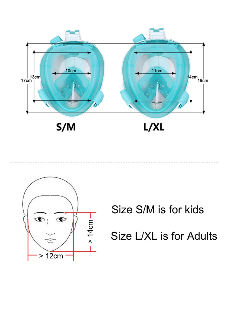 Маска Для Сноркелинга, 180, панорамный вид, дыхательная маска для всего лица, для подводного плавания, сухой Топ, набор, анти-туман, анти-утечка для взрослых и детей