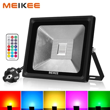 

10W/30W/50W RGB LED Flood Light 16 Colors Waterproof LED Floodlight Outdoor Spotlight Flashlight with Remote Party Neon Light