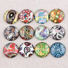 Onwear mix colorido flor padrão foto redondo cabochão de vidro 12mm 20mm 25mm diy cúpula plana volta artesanal jóias acessórios