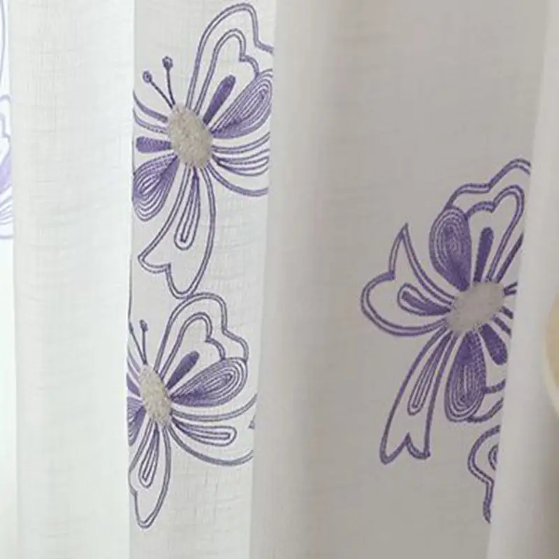Пасторальная Роскошная занавеска для спальни, ткань фиолетовая бабочка, занавеска s для гостиной, белая вышитая вуаль, занавески, MY004-40 - Цвет: White Curtain Cloth