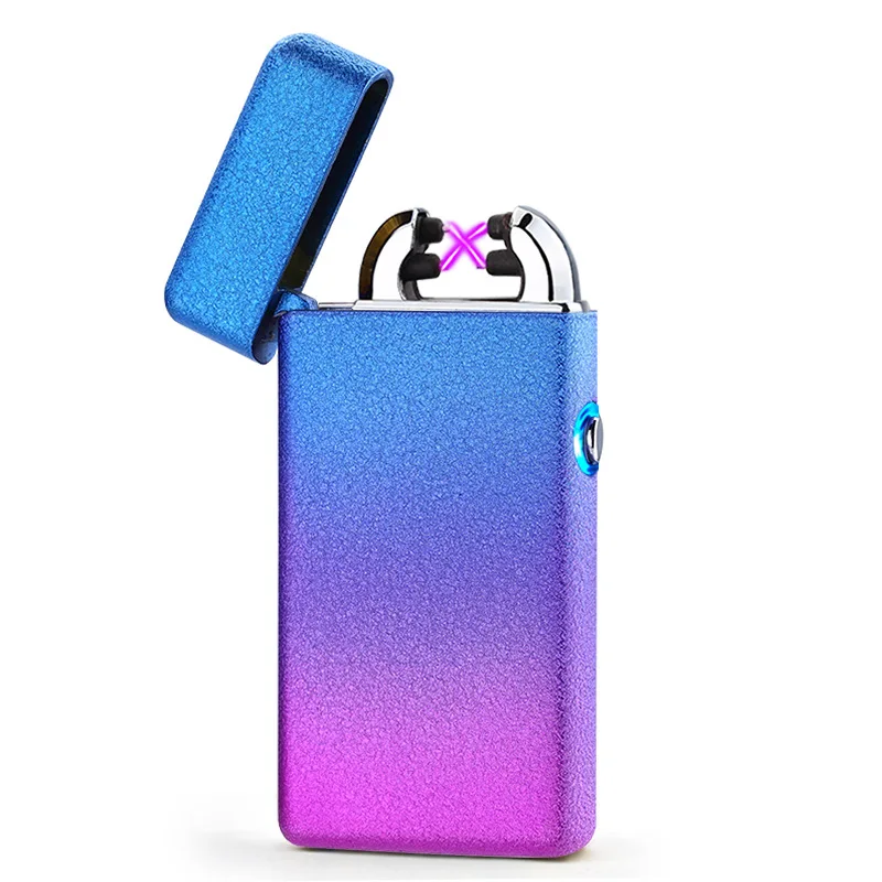 New Design Frosted glass shell LED Switch Smoke Cigarette Lighter Metal Plating Cross Double ARC Men Cigar Gifts | Дом и сад