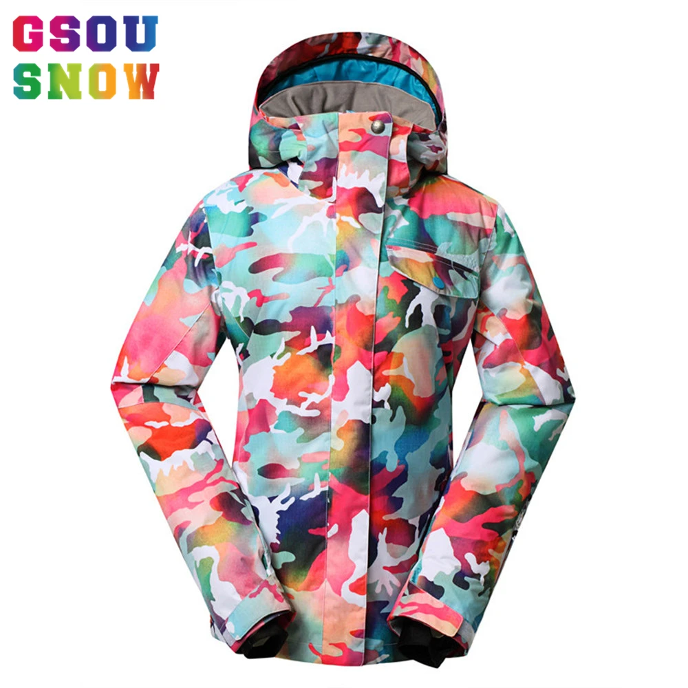 GSOU SNOW women's лыжный костюм-35 градусов низкая степень женская сноуборд куртки зимние пальто водостойкая дышащая цветная Лыжная одежда