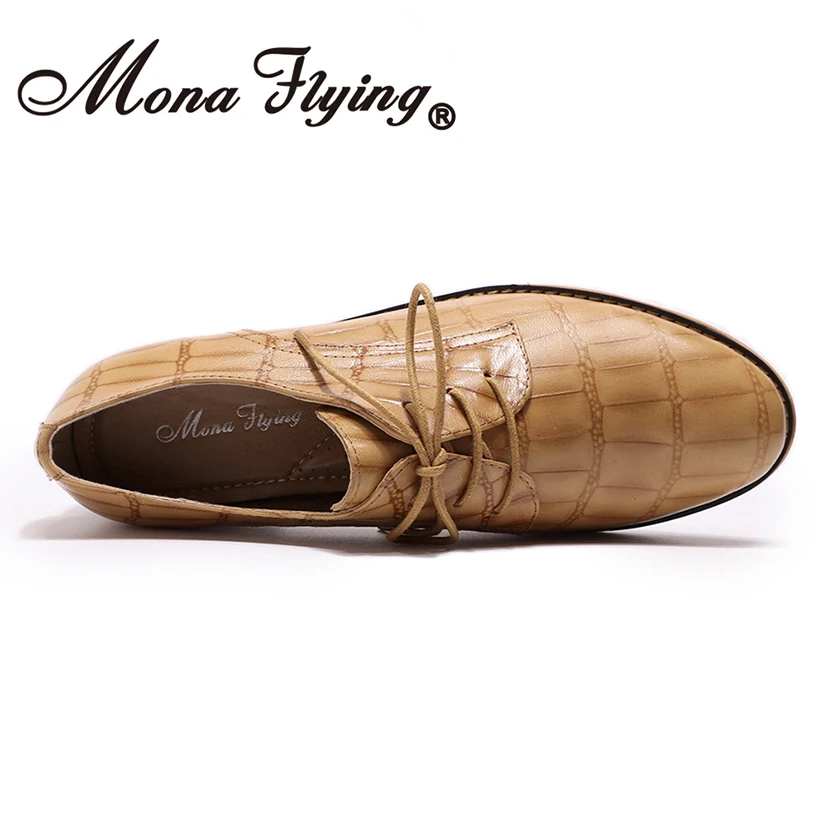 Mona Flying/Женские Кожаные Туфли-оксфорды; туфли дерби; повседневные крокодиловые туфли на плоской подошве со шнуровкой; женская обувь; A068-E2