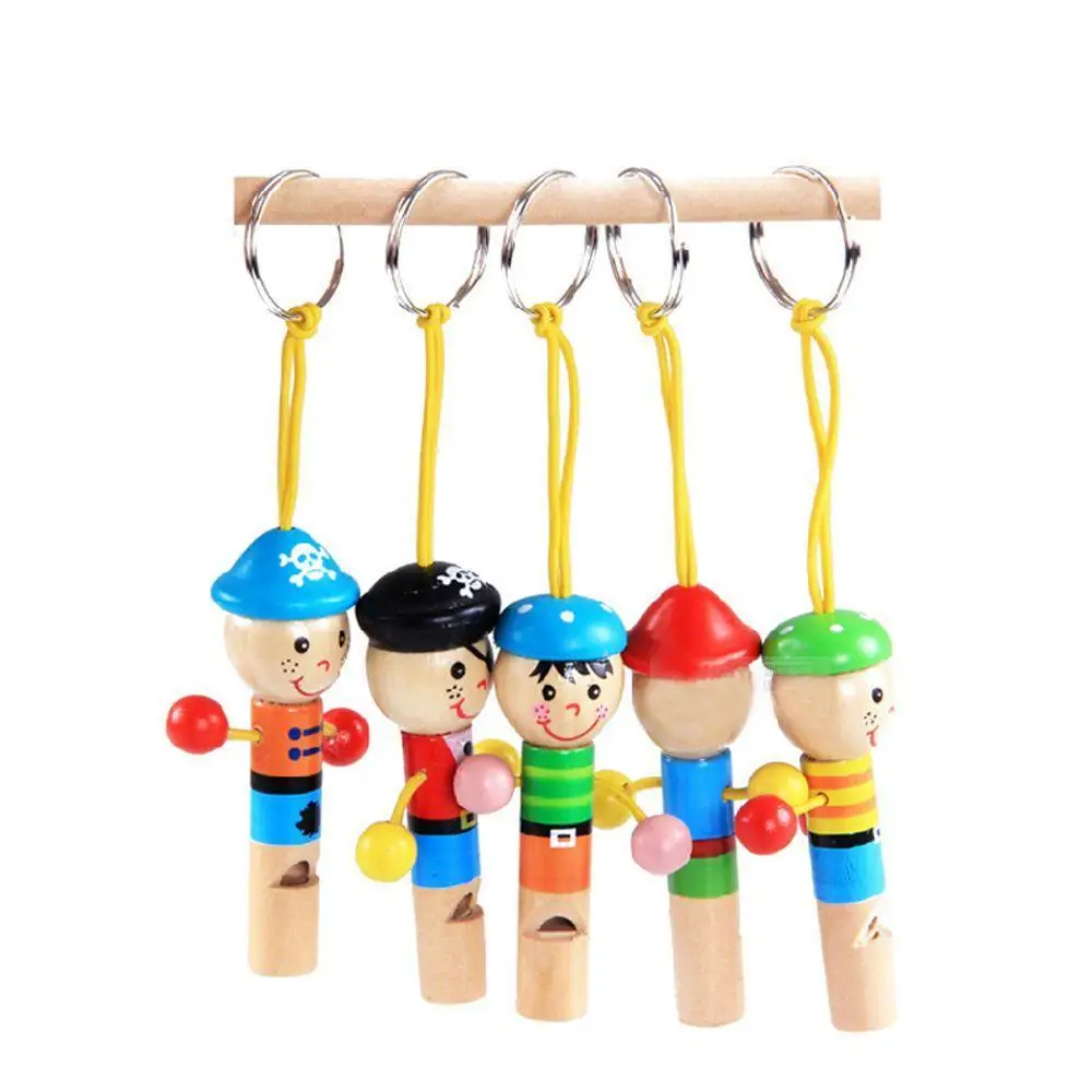 1pc Cartoon Mini Musical instruments Figure modeling Wooden Whistling toys Christmas gift