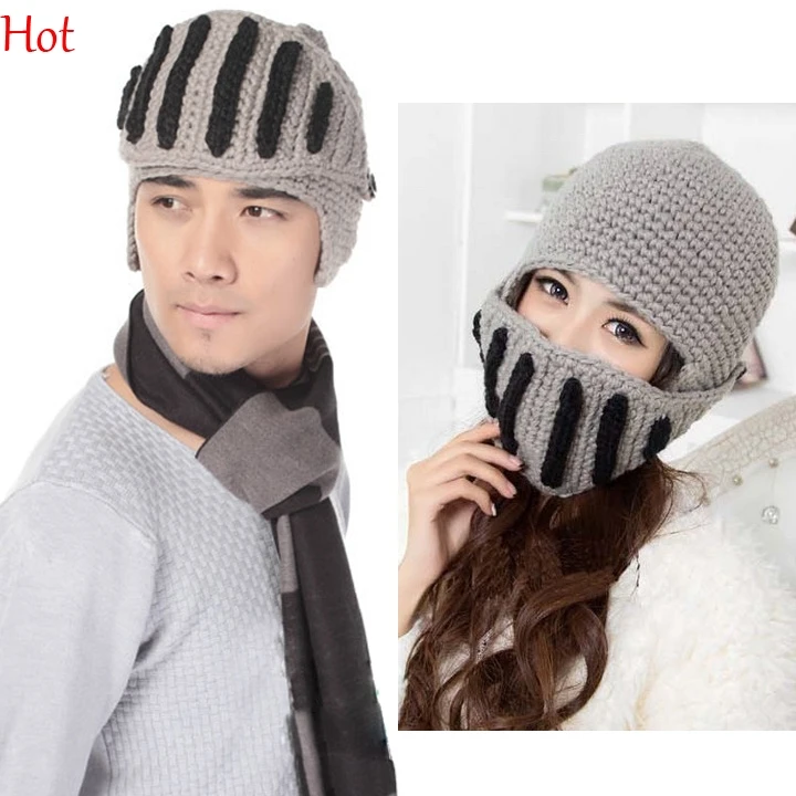 

Trendy Unisex Women Men Winter Warm Face Cover Ski Mask Beanie Hat Cap Knitted Windproof Headgear Wool Beanie Black Grey 19327