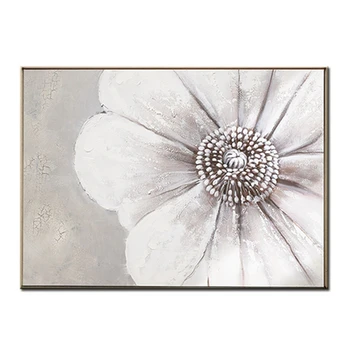 

Modern Large Painting Size Gray Flower Design Hand Painted Canvas Oil Painting Art Home Wall Living Room Unframed Wall Decor
