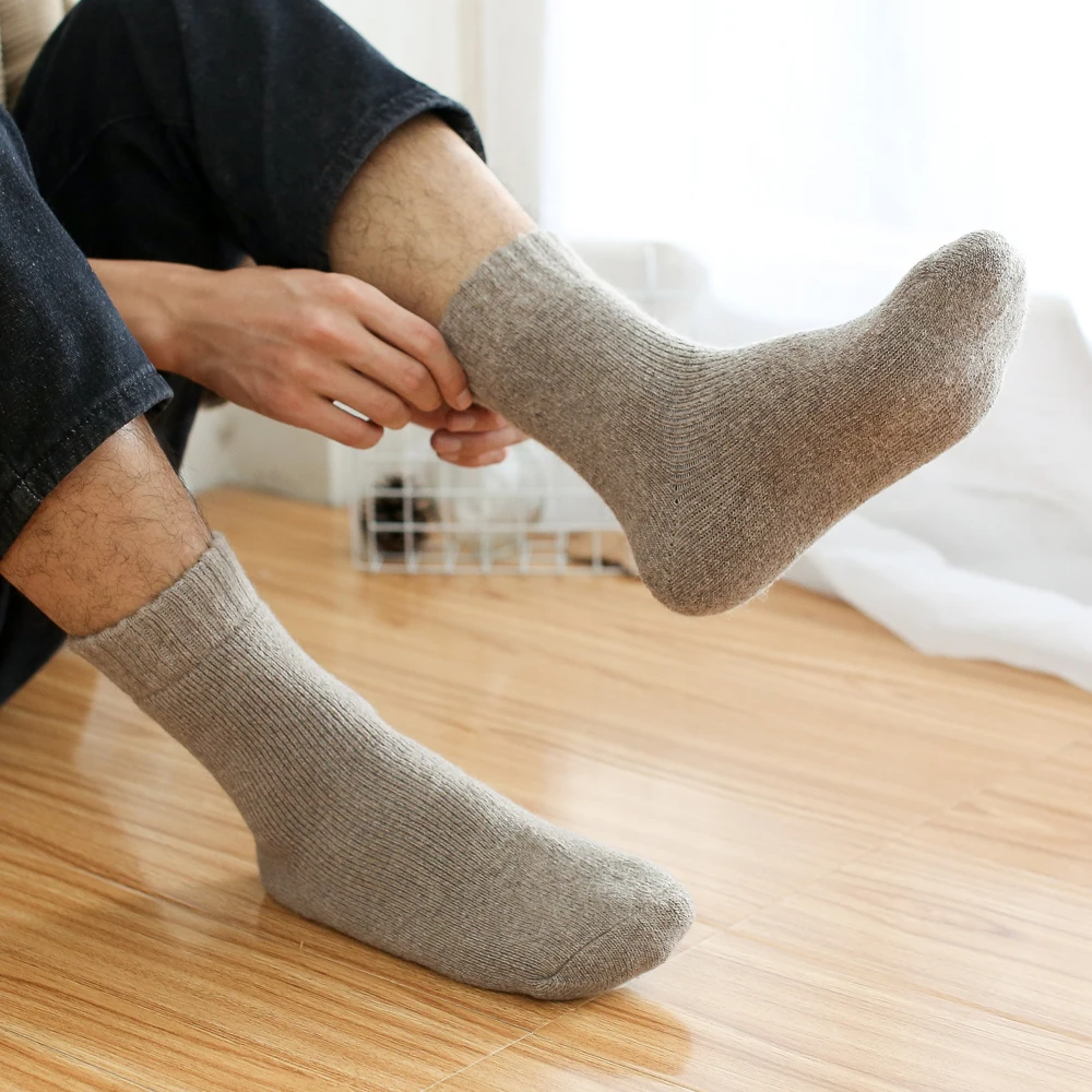 Большие размеры, высокое качество, брендовые новые мужские носки из Ангольской кроличьей шерсти, повседневные плотные теплые мягкие осенне-зимние мужские носки